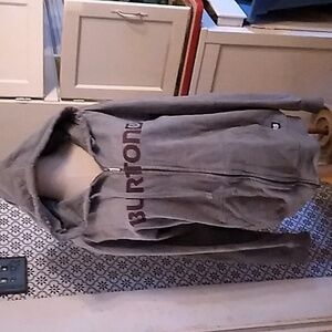 Burton hooded zipper jacket medium gray